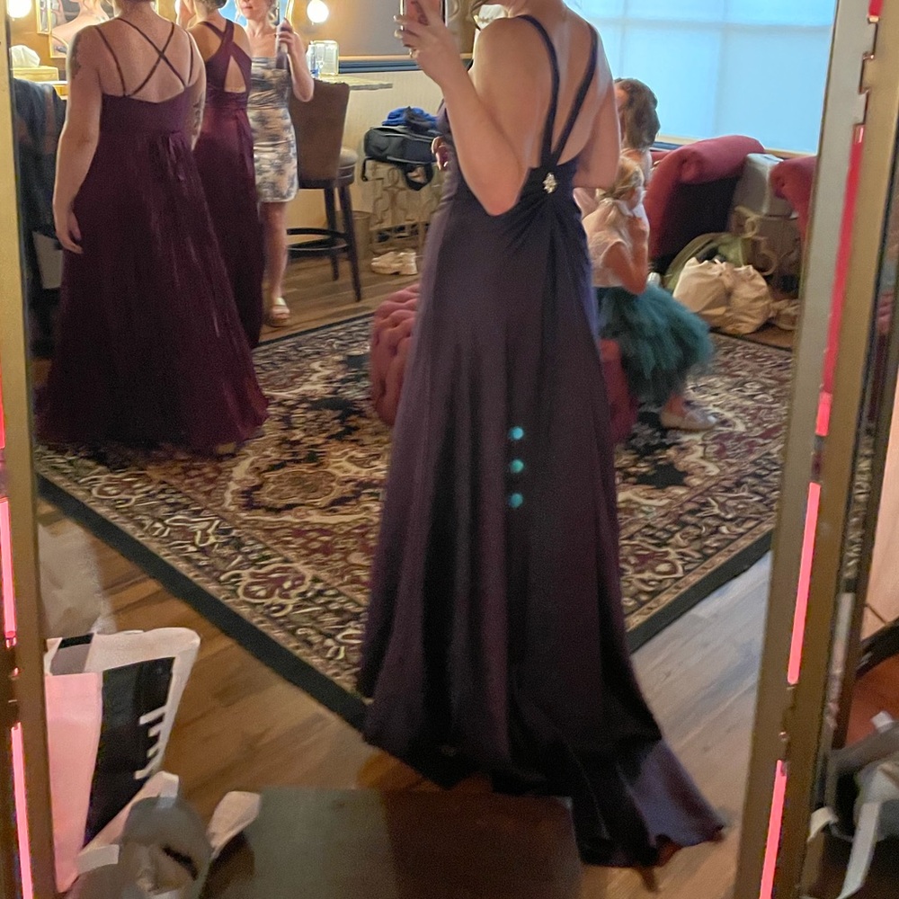 Art Deco Satin Open Back Deep Purple Formal Prom Wedding Bridesmaid - Picture 13 of 13